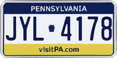 PA license plate JYL4178