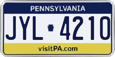 PA license plate JYL4210