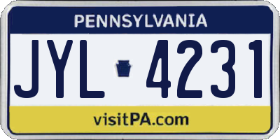 PA license plate JYL4231