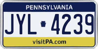 PA license plate JYL4239