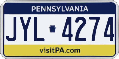 PA license plate JYL4274