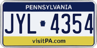 PA license plate JYL4354
