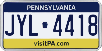 PA license plate JYL4418
