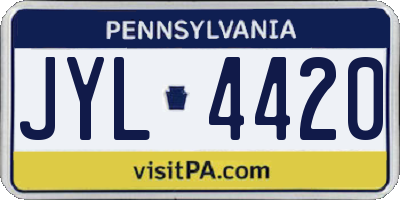 PA license plate JYL4420