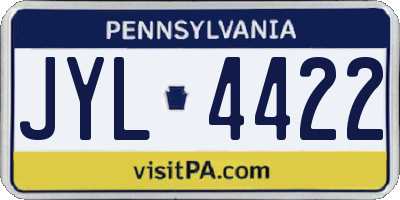 PA license plate JYL4422