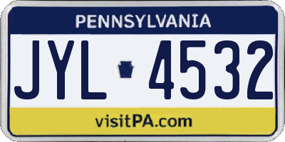 PA license plate JYL4532