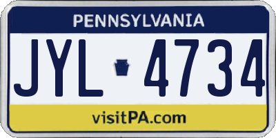 PA license plate JYL4734