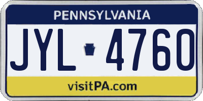 PA license plate JYL4760