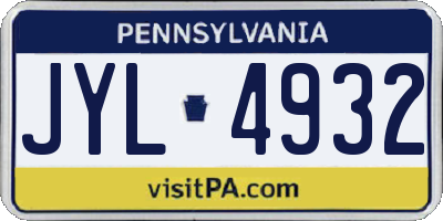 PA license plate JYL4932