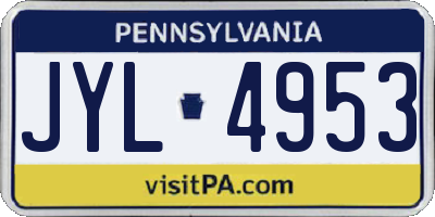 PA license plate JYL4953