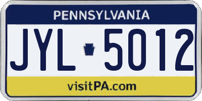PA license plate JYL5012