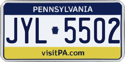 PA license plate JYL5502