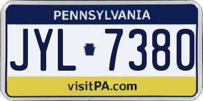 PA license plate JYL7380