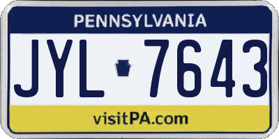 PA license plate JYL7643