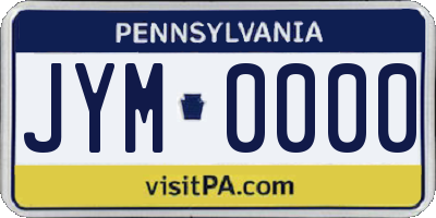 PA license plate JYM0000