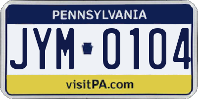 PA license plate JYM0104