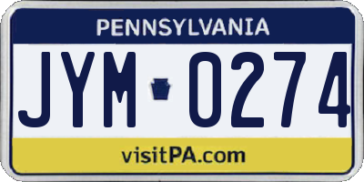 PA license plate JYM0274