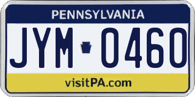 PA license plate JYM0460