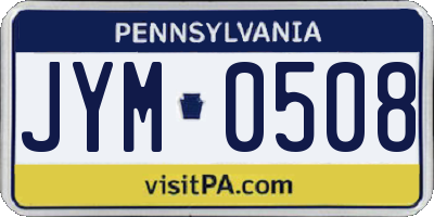 PA license plate JYM0508