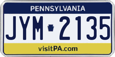 PA license plate JYM2135