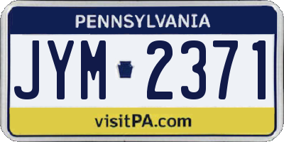 PA license plate JYM2371