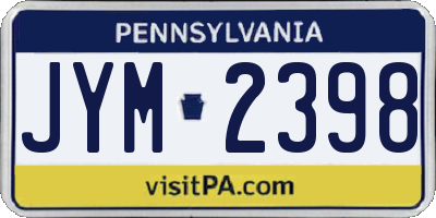 PA license plate JYM2398