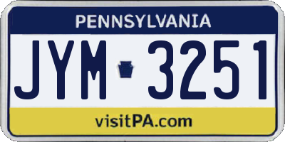 PA license plate JYM3251