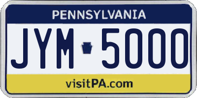 PA license plate JYM5000