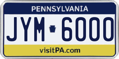 PA license plate JYM6000