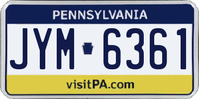 PA license plate JYM6361
