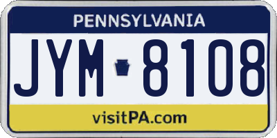 PA license plate JYM8108