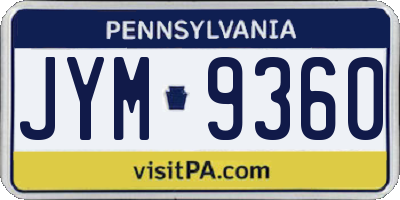 PA license plate JYM9360