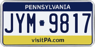 PA license plate JYM9817