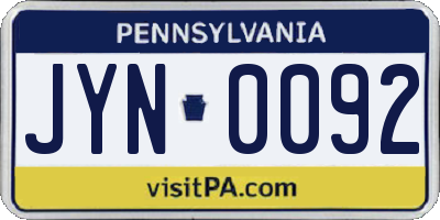 PA license plate JYN0092