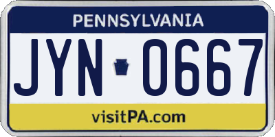 PA license plate JYN0667