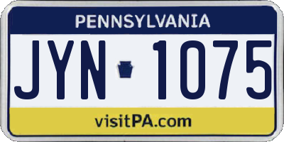 PA license plate JYN1075