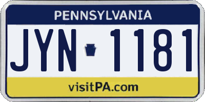 PA license plate JYN1181