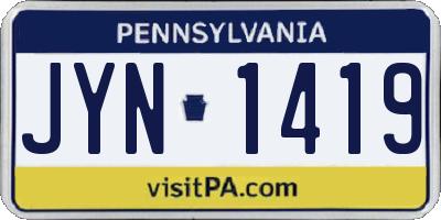 PA license plate JYN1419