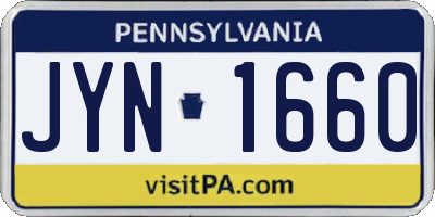 PA license plate JYN1660