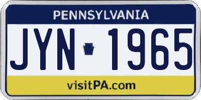 PA license plate JYN1965