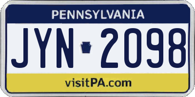 PA license plate JYN2098