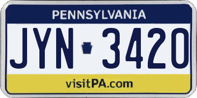 PA license plate JYN3420