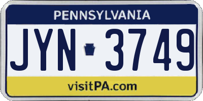 PA license plate JYN3749