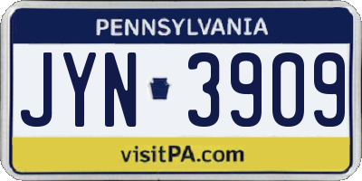 PA license plate JYN3909