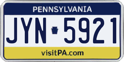 PA license plate JYN5921