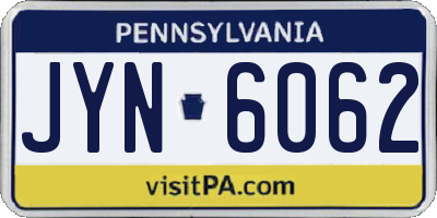 PA license plate JYN6062