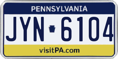 PA license plate JYN6104