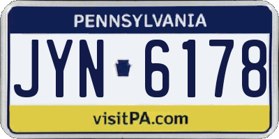 PA license plate JYN6178
