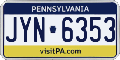 PA license plate JYN6353