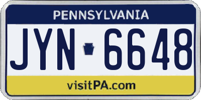 PA license plate JYN6648